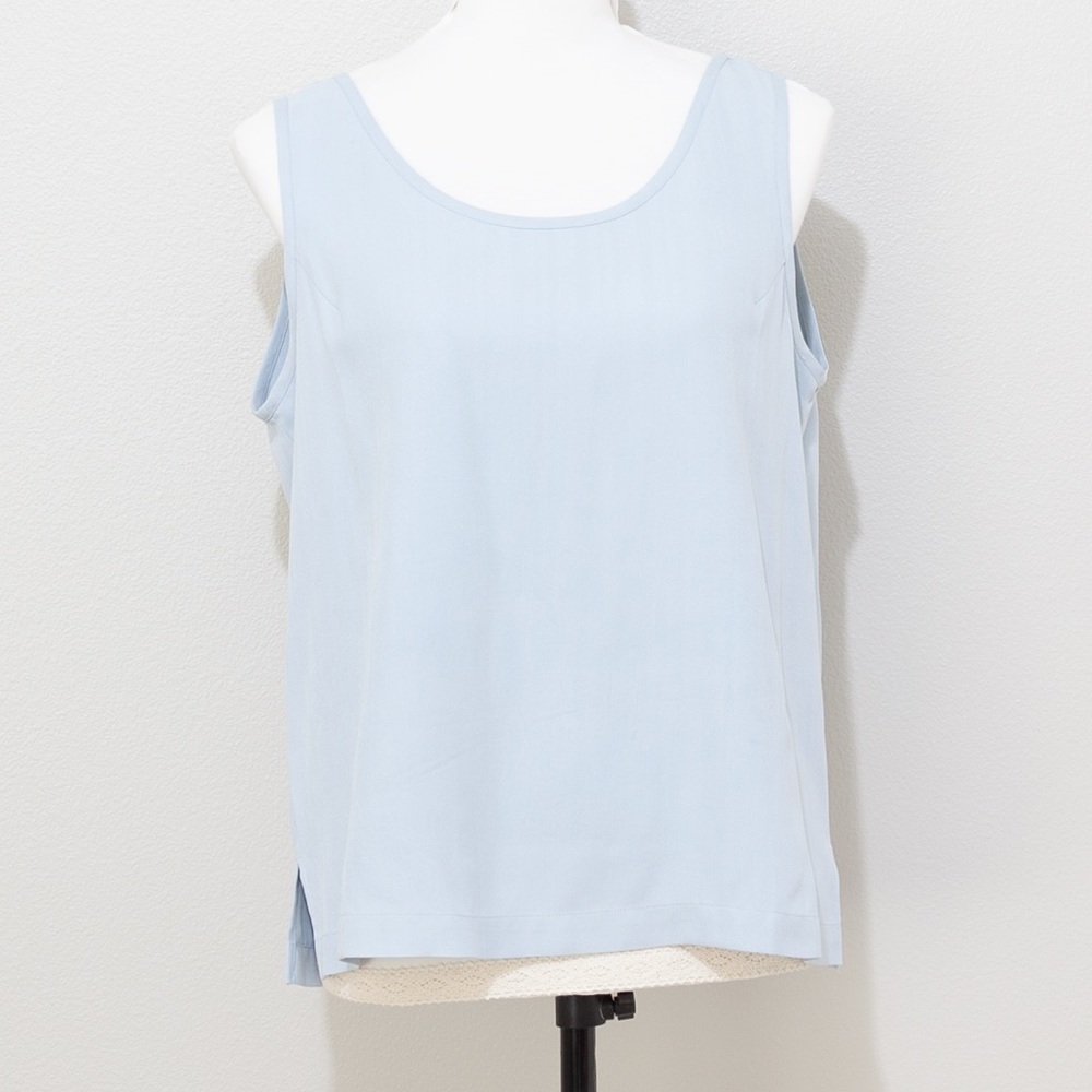 Pineapple Moon Women's Light Blue 100% Silk Sleeveless Blouse Size Small
